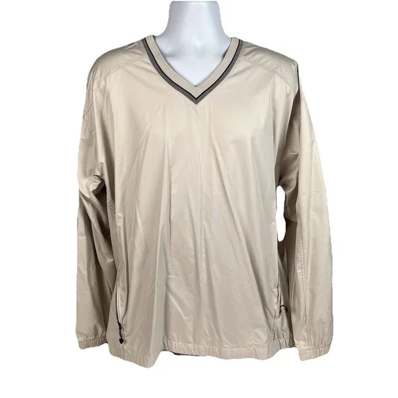 Nike Golf Pullover Windbreaker Jacket Clima-Fit Cream V-Neck Size XXL Mens - Picture 3 of 8
